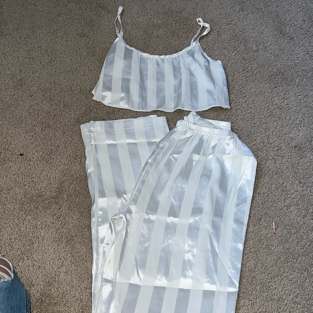 White Satin Pajamas